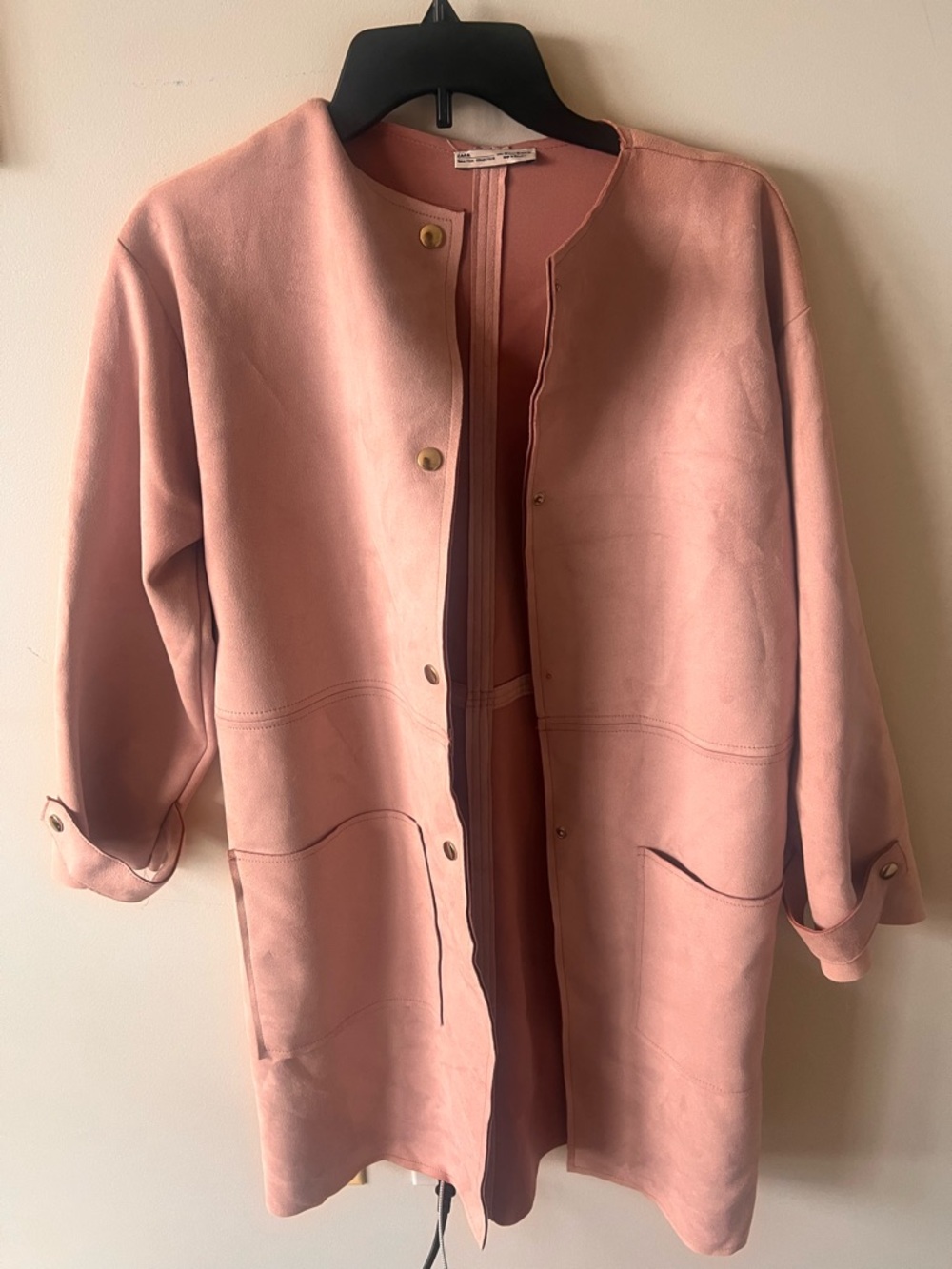 Zara Dusty Rose Collarless Pea Coat